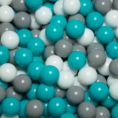 Suchy basen okrągły z piłeczkami 6cm Zabawka basen piankowy, ciemnoszary: szary-biały-turkus