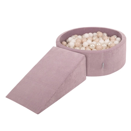 KiddyMoon Piankowy plac zabaw STRIPES PPZP-OK30VS-112 z piłeczkami Zabawka plac zabaw, fioletowy: pastelowy beż-biały-perła