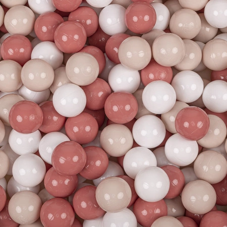 KiddyMoon Plastikowe piłeczki 7cm Zabawka zestaw kulek, pastelowy beż-łososiowy-biały