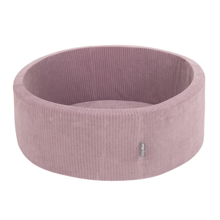 KiddyMoon Suchy basen okrągły STRIPES z piłeczkami 7 cm Zabawka basen piankowy, fioletowy: pastelowy beż-biały-perła-szary