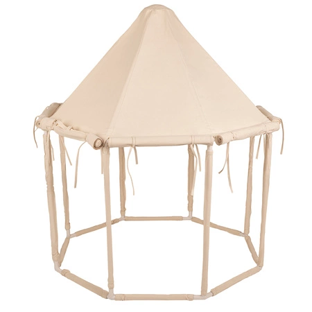 KiddyMoon Namiot dla dzieci NK-002 z piłeczkami 7cm Zabawka namiot dla dzieci, natural: biały-perła-pastelowy beż-zielonoszary