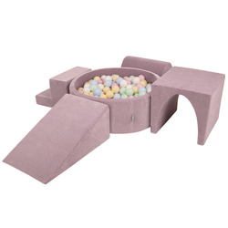 KiddyMoon Piankowy plac zabaw STRIPES PPZP-OK30VS-125 z piłeczkami Zabawka plac zabaw, fioletowy: pastelowy niebieski-pastelowy żółty-biały-mięta-pudrowy róż