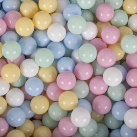 KiddyMoon Piankowy plac zabaw STRIPES PPZP-OK30VS-115 z piłeczkami Zabawka plac zabaw, zielony: pastelowy niebieski-pastelowy żółty-biały-mięta-pudrowy róż