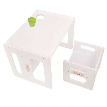 KiddyMoon Stolik + krzesło TC-001 Mebel zestaw mebelków, MDF white