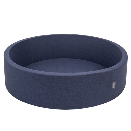 KiddyMoon Suchy basen okrągły z piłeczkami 7cm 120x30 Zabawka basen piankowy, granatowy: jasny zielony-pomarańcz-turkus-niebieski-babyblue-żółty