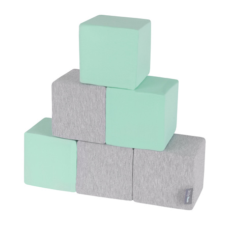 KiddyMoon Miękkie klocki 14cm Zabawka klocki z pianki, szary jasny