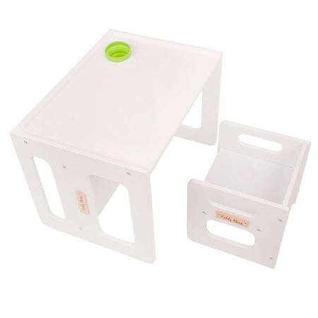 KiddyMoon Stolik + krzesło TC-001 Mebel zestaw mebelków, MDF white