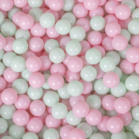 KiddyMoon Plastikowe piłeczki 6cm Zabawka zestaw kulek, pudrowy róż-mięta