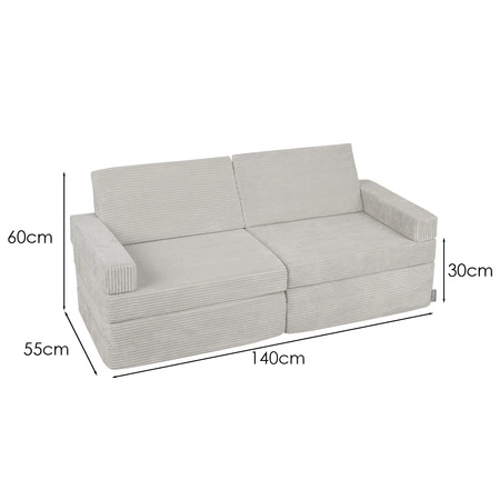 KiddyMoon Kanapa KKM-1400 Mebel piankowy, jasnoszary