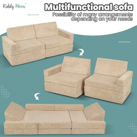 KiddyMoon Kanapa KKM-1400 Mebel piankowy, ciemnoszary