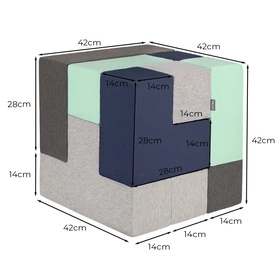 KiddyMoon Piankowe kształty do zabawy Zabawka klocki z pianki, jasnoszary-ciemnoszary-granatowy-miętowy