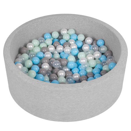 Suchy basen okrągły z piłeczkami 6cm Zabawka basen piankowy, jasnoszary: perła-szary-transparent-babyblue-mięta