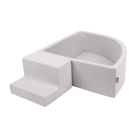 KiddyMoon Piankowy plac zabaw PPZP-TR30D-122 z piłeczkami Zabawka plac zabaw, jasnoszary: szary-biały-turkus