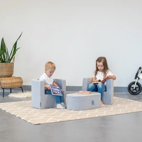 KiddyMoon Piankowy fotelik Mebel fotel, jasnoszary