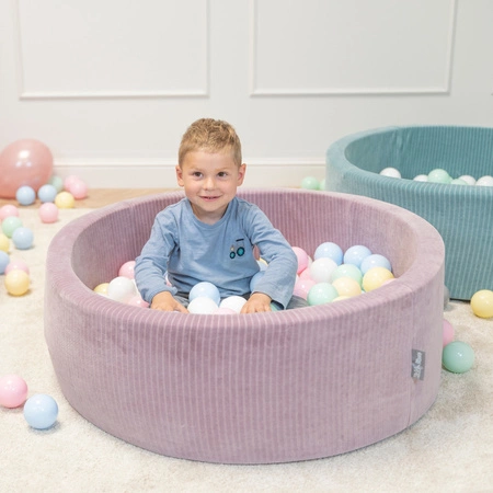 KiddyMoon Piankowy plac zabaw STRIPES PPZP-OK30VS-125 z piłeczkami Zabawka plac zabaw, fioletowy: pastelowy niebieski-pastelowy żółty-biały-mięta-pudrowy róż