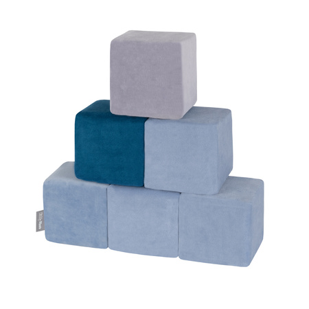 KiddyMoon Miękkie klocki VELVET 14cm Zabawka klocki z pianki, niebieski