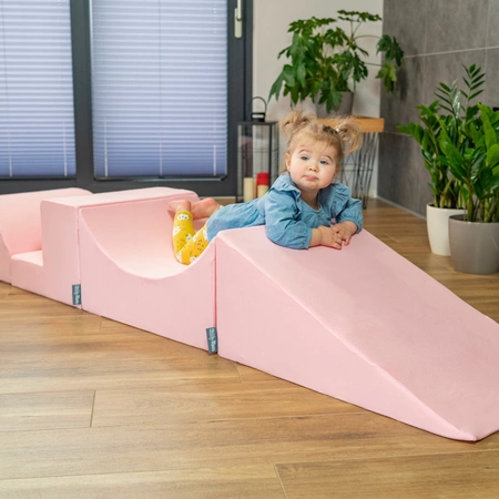 KiddyMoon Piankowy plac zabaw PPZP-OK30D-124 z piłeczkami Zabawka plac zabaw, różowy: pastelowy beż-pudrowy róż-perła