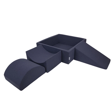 KiddyMoon Piankowy plac zabaw PPZP-KW30D-114 z piłeczkami Zabawka plac zabaw, granatowy: jasny zielony-żółty-turkus-pomarańcz-ciemny róż-fiolet