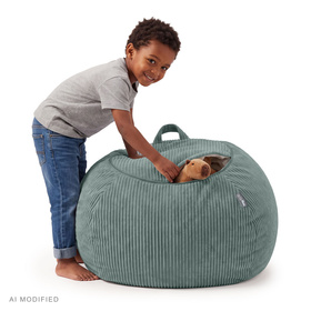 KiddyMoon KM-BAG-ES puf fotel worek na zabawki z zamkiem, zielony