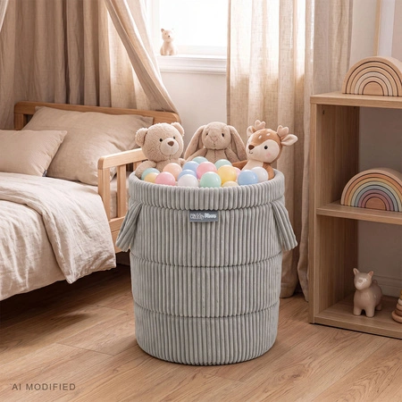 KiddyMoon KM-BIN Zabawka kosz, jasnoszary