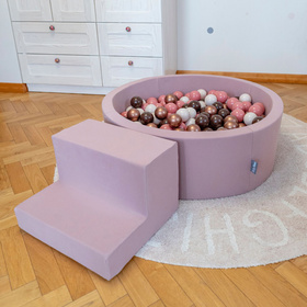 KiddyMoon Piankowy plac zabaw PPZP-OK30D-122 z piłeczkami Zabawka plac zabaw, wrzosowy: pastelowy niebieski-pastelowy żółty-biały-mięta-pudrowy róż