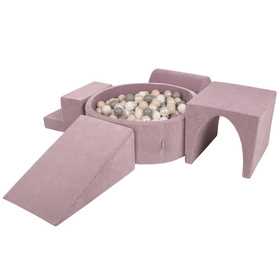 KiddyMoon Piankowy plac zabaw STRIPES PPZP-OK30VS-125 z piłeczkami Zabawka plac zabaw, fioletowy: pastelowy beż-biały-perła-szary
