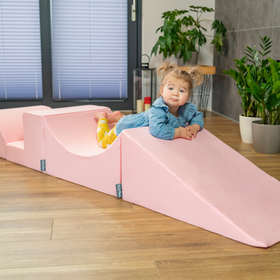 KiddyMoon Piankowy plac zabaw PPZP-OK30D-115 z piłeczkami Zabawka plac zabaw, różowy: pastelowy niebieski-pastelowy żółty-biały-mięta-pudrowy róż