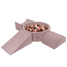 KiddyMoon Piankowy plac zabaw PPZP-OK30D-114 z piłeczkami Zabawka plac zabaw, wrzosowy: brązowy-miedziany-pastelowy beż-łososiowy