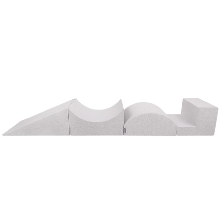 KiddyMoon Piankowy plac zabaw PPZP-OK30D-115 z piłeczkami Zabawka plac zabaw, jasnoszary: pudrowy róż-perła-transparent