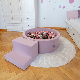 KiddyMoon Piankowy plac zabaw PPZP-OK30D-122 z piłeczkami Zabawka plac zabaw, wrzosowy: pastelowy beż-pudrowy róż-perła