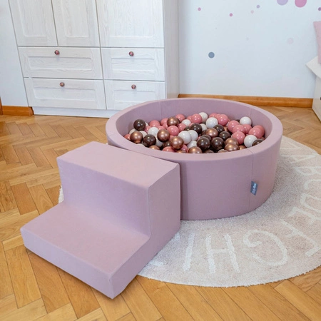 KiddyMoon Piankowy plac zabaw PPZP-OK30D-124 z piłeczkami Zabawka plac zabaw, wrzosowy: pastelowy beż-pudrowy róż-perła