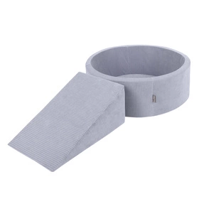 KiddyMoon Piankowy plac zabaw STRIPES PPZP-OK30VS-112 z piłeczkami Zabawka plac zabaw, ciemnoszary: pastelowy niebieski-pastelowy żółty-biały-mięta-pudrowy róż