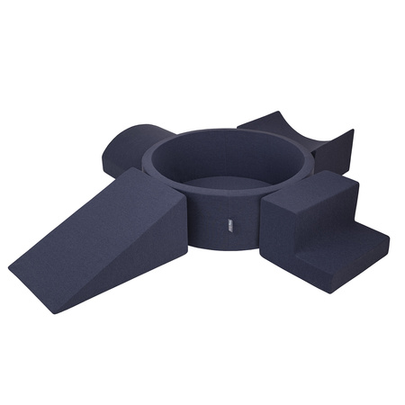 KiddyMoon Piankowy plac zabaw PPZP-OK30D-115 z piłeczkami Zabawka plac zabaw, granatowy: jasny zielony-pomarańcz-turkus-niebieski-babyblue-żółty
