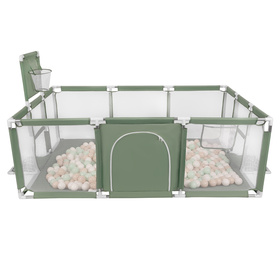 Boisko BO-100X z piłeczkami 6cm Zabawka kojec, zielony: pastelowy beż-biały-mięta