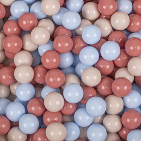 KiddyMoon Plastikowe piłeczki 7cm Zabawka zestaw kulek, pastelowy beż-pastelowy niebieski-łososiowy