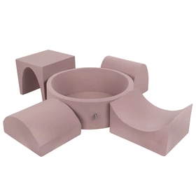 KiddyMoon Piankowy plac zabaw PPZP-OK30D-135 z piłeczkami Zabawka plac zabaw, wrzosowy: pastelowy beż-pastelowy żółty-biały-mięta-pudrowy róż