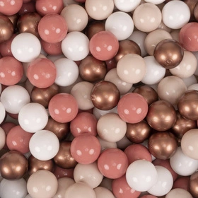 KiddyMoon Plastikowe piłeczki 7cm Zabawka zestaw kulek, pastelowy beż-biały-miedziany-łososiowy