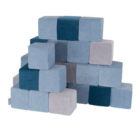 KiddyMoon Miękkie klocki VELVET 14cm Zabawka klocki z pianki, niebieski