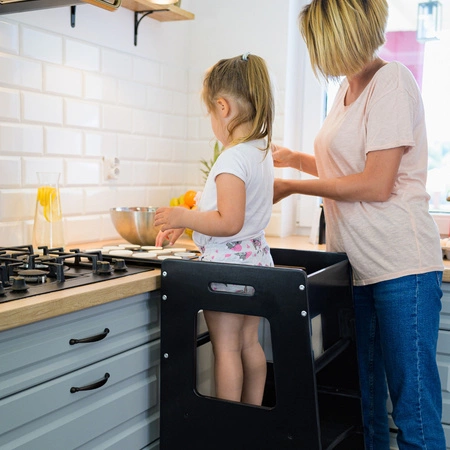 KiddyMoon ST-003 Mebel kitchen helper, black/natural