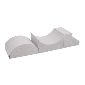 KiddyMoon Piankowy plac zabaw PPZP-KW30D-134 z piłeczkami Zabawka plac zabaw, jasnoszary: żółty-zielony-niebieski-czerwony-pomarańcz