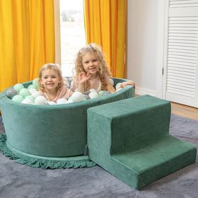 KiddyMoon Piankowy plac zabaw VELVET PPZP-OK30V-122 z piłeczkami Zabawka plac zabaw, beż piasku: pastelowy beż-łososiowy-biały