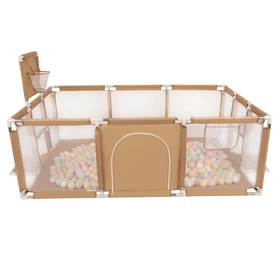 Boisko BO-100X z piłeczkami 6cm Zabawka kojec, beżowy: pastelowy beż-pastelowy żółty-biały-mięta-pudrowy róż