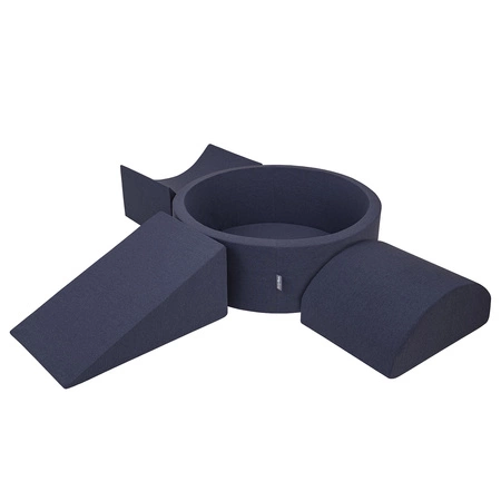 KiddyMoon Piankowy plac zabaw PPZP-OK30D-114 z piłeczkami Zabawka plac zabaw, granatowy: babyblue-niebieski-perła