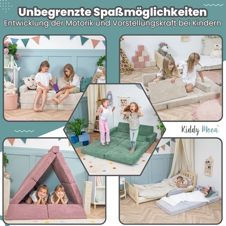 KiddyMoon Kanapa KKM-1400 Mebel piankowy, jasnoszary