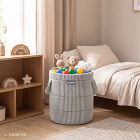 KiddyMoon KM-BIN Zabawka kosz, jasnoszary