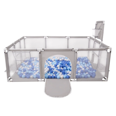 Boisko BO-100X z piłeczkami 6cm Zabawka kojec, szary: niebieski-babyblue-perła
