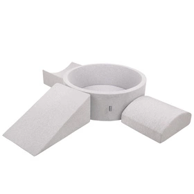 KiddyMoon Piankowy plac zabaw PPZP-OK30D-114 z piłeczkami Zabawka plac zabaw, jasnoszary: biały-szary-pudrowy róż