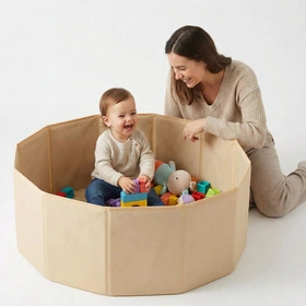 Suchy basen składany BS-100X Zabawka kojec, jasny beż