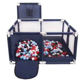 Boisko KK-100X z piłeczkami 6cm Zabawka kojec, niebieski: czarny-biały-czerwony-babyblue