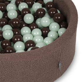 KiddyMoon TEDDY suchy basen okrągły z piłeczkami brązowy